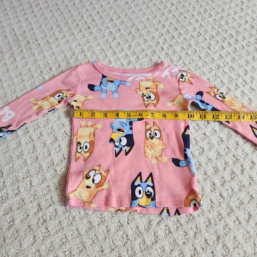 Bluey Bingo Pink Long Sleeve Pajama Top Kids‎ Size 4 Snug Fit Cotton PJ Shirt